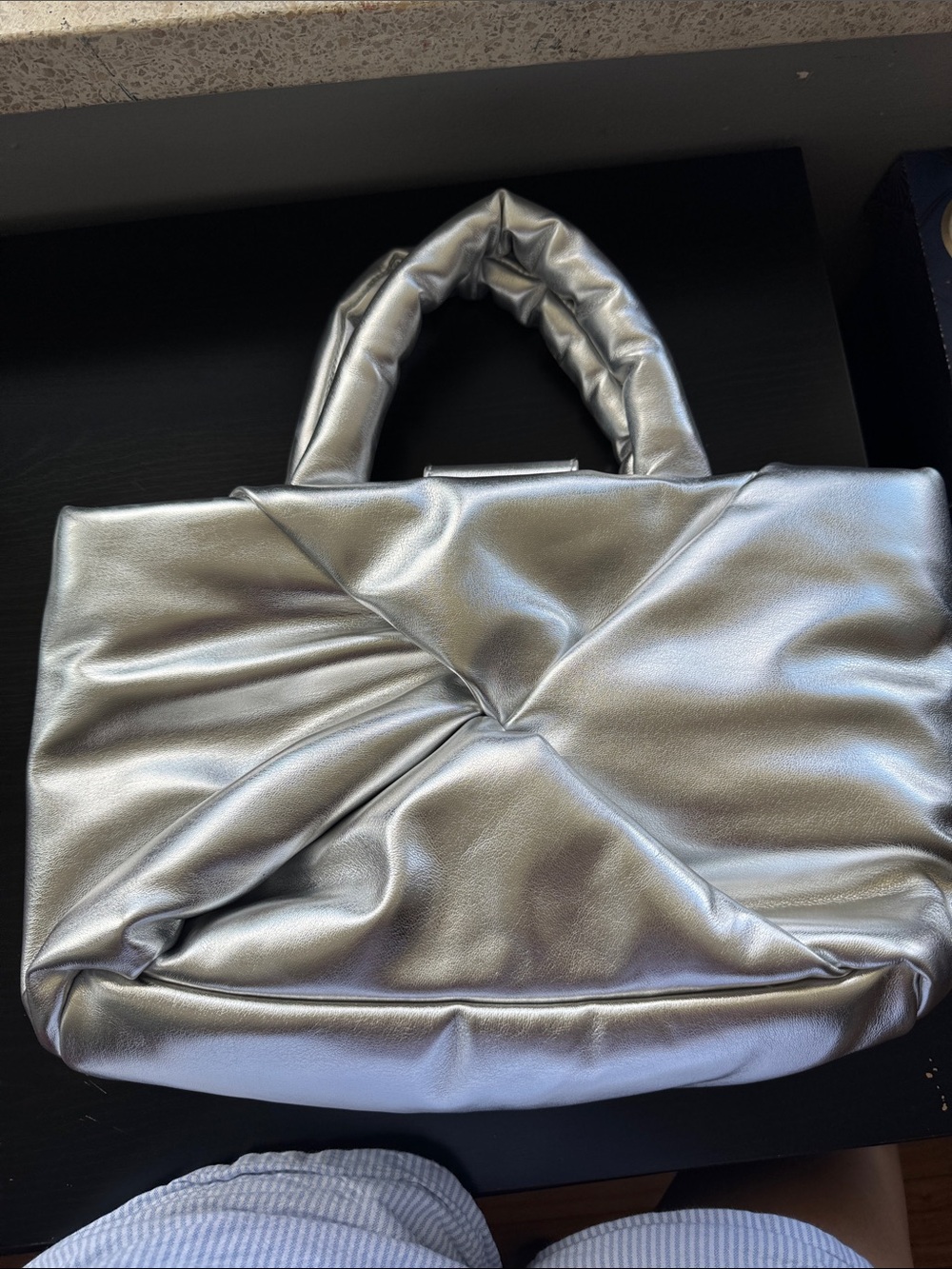 Silver Quilted Tote Bag - Women